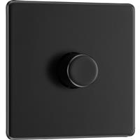 BG Screwless Flatplate Matt 200W Intelligent LED Dimmer Switch 1 Gang 2 Way in Black Plastic