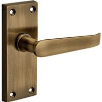 Hiatt Victorian Straight Door Handles Short Latch (Pair) in Antique Brass