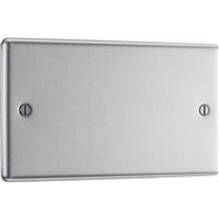 BG Brushed Steel Blank Plate 2 Gang in Silver Stainless Steel