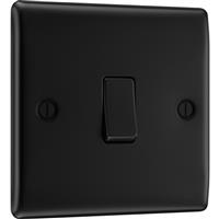 BG Nexus Metal Matt Switch 20A 16AX 1 Gang 2 Way in Black Plastic