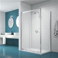Merlyn NIX Sliding Shower Enclosure Door and Side Panel 1700 x 700mm in Chrome Toughened Safety Glass
