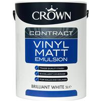 Crown Contract Vinyl Matt Emulsion Paint 5L in Brilliant White