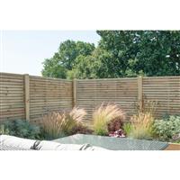 Forest Garden Pressure Treated Contemporary Double Slatted Fence Panel 6' x 5' (3 Pack) in Natural Timber