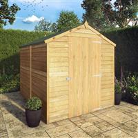 Mercia Overlap Apex Windowless Shed 8' x 6' - Single Door in Brown Timber