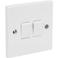 Axiom 10A Switch 2 Gang 2 Way in White Plastic