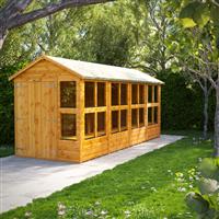 Powersheds Power Apex Potting Shed 16' x 6' - Double Doors in Natural Timber