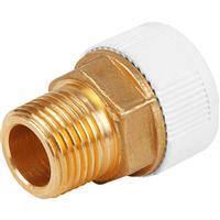 Unbranded BSP Adaptor 15mm x 1/2" Male in White Plastic/Brass