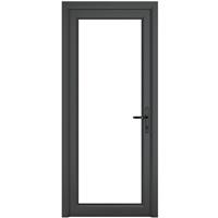 Crystal uPVC Single Door Full Glass Left Hand Open In 840mm x 2090mm Clear Triple Glazed /White in Grey