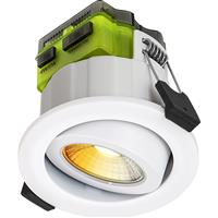 Luceco FType Mk2 Fire Rated LED Downlight Dim2Warm 4/6W 460/690lm CCT Adjustable IP20 in White Steel