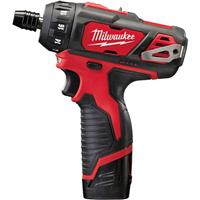 Milwaukee M12BD-202C Sub Compact Screwdriver 2 x 2.0Ah in Red Steel