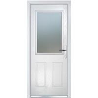 Crystal Composite Door Two Square Large Glass Left Hand 920mm x 2055mm Obscure Glass Glazing in White