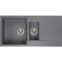 Reginox Amsterdam Reversible Composite Kitchen Sink & Drainer 1.5 Bowl Silvery in Grey Granite Composite