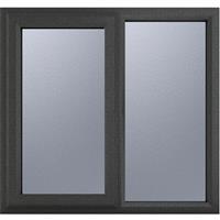 Crystal Casement uPVC Window Left Hand Opening Next To a Fixed Light 1190mm x 1040mm Obscure Double Glazing /White in Grey