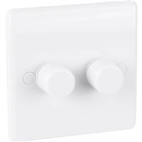 BG Low Profile Push Dimmer Switch 2 Gang 2 Way 400W in White Plastic