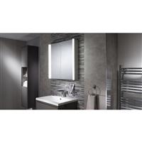 Sensio Aspen LED Mirror Bathroom Cabinet Double Door With Shaver Socket Cool White 704 x 658mm in Silver