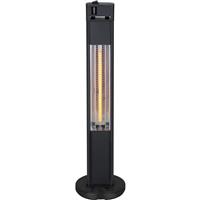 Zink Floor Standing Patio Heater 1.6kW IP55 500 to 1600W in Black Fibre
