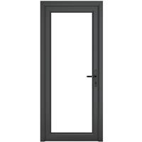Crystal uPVC Single Door Full Glass Left Hand Open In 840mm x 2090mm Clear Double Glazed Grey/White
