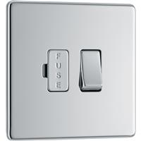 BG Screwless Flat Plate Polished 13A Spur Unit Switched Fused in Chrome Steel