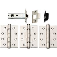 Carlisle Brass Hinge and Latch Pack Grade 13 Satin in Stainless Steel