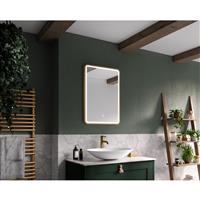 Sensio Frontier LED Bathroom Mirror CCT Brushed 700 x 500mm in Brass Mirrored Glass