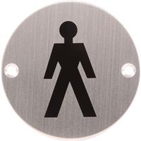 Eclipse Satin Stainless Steel Door Sign Male 75mm in Silver