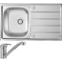 Maine Reversible Stainless Steel Compact Kitchen Sink & Drainer With Single Lever Mixer Tap Single Bowl in Silver