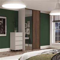Spacepro Classic 2 Door Sliding Wardrobe Kit and Mirror 1185 x 2260mm in Walnut Steel/MFC/Glass
