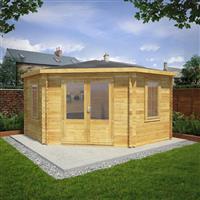 Mercia Corner Cabin - 28mm 4m x 4m Double Glazed in Natural Timber