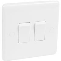 Wessex Electrical Wessex 10A Switch 2 Gang 2 Way in White Plastic