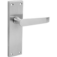 Unbranded Victorian Straight Door Handles Latch Satin (Pair) in Silver