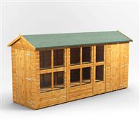 Power Apex Potting Shed Combi including 4ft Side Store 14' x 4' in Natural Timber