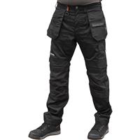 Scruffs Men's Trade Flex Holster Pocket Trousers 36" L in Black Polyester/Cotton