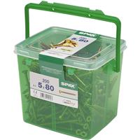 Spax Pozi Flat CSK Yellox Coated PZ2 Tub 5.0 x 80mm (200Pk) in Gold Steel