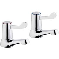 Ebb and Flo Ebb + Flo Contract Lever Taps Basin Pillar (2 Pack) in Chrome Rubber