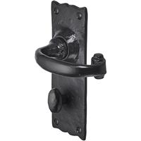 Old Hill Ironworks Burford Suite Door Handles 158mm x 55mm Bathroom (Pair) in Black Cast Iron