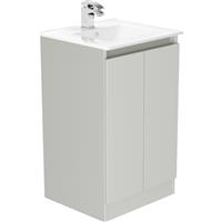 Newland Double Door Floor Standing Vanity Unit With Basin Pearl 500mm in Grey MFC