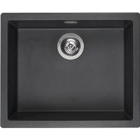 Reginox Amsterdam Composite Kitchen Sink Single Bowl Silvery in Black Granite Composite