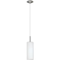 Eglo Troy Single Pendant Light White & Nickel in Silver Steel
