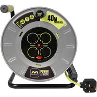 Masterplug Pro XT 4 Socket 13A Metal Open Cable Reel 40m 240V