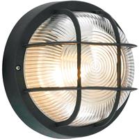 Coast Outdoor Round Bulkhead IP44 in Black Polycarbonate/Glass