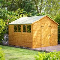Power Apex Shed 10' x 10' Double Doors in Natural Timber