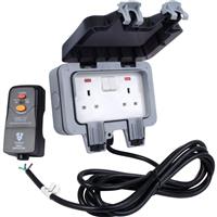 BG IP66 Outdoor Power Kit 2 Gang Switched in Grey Polycarbonate