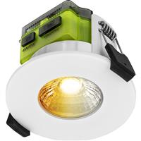 Luceco FType Mk2 Fire Rated LED Downlight 4Colour 4/6W 485/750lm CCT Flat IP65 in White Steel