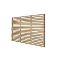 Forest Garden Pressure Treated Contemporary Slatted Fence Panel 6' x 4' (5 Pack) in Natural Timber
