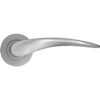 Stanza Merida Lever on Rose Door Handles Satin (Pair) in Chrome Aluminium