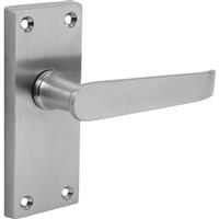 Unbranded Victorian Straight Door Handles Short Latch Satin (Pair) in Silver Zinc