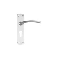 Stanza Toledo Door Handles Satin Euro Lock (Pair) in Silver Plastic