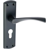 Eclipse Monza Door Handles Euro Lock Matt (Pair) in Black Zinc/Aluminium