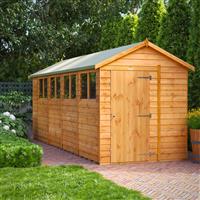 Power Overlap Apex Shed 18' x 6' in Natural Timber