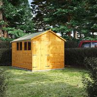 Power Apex Shed 10' x 8' - Double Doors in Natural Timber